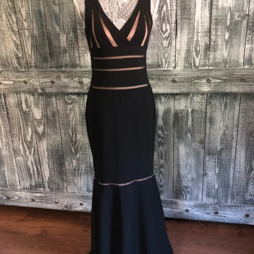 Black Cutout Cache Mermaid Gown Dress Sz 8 NWOT